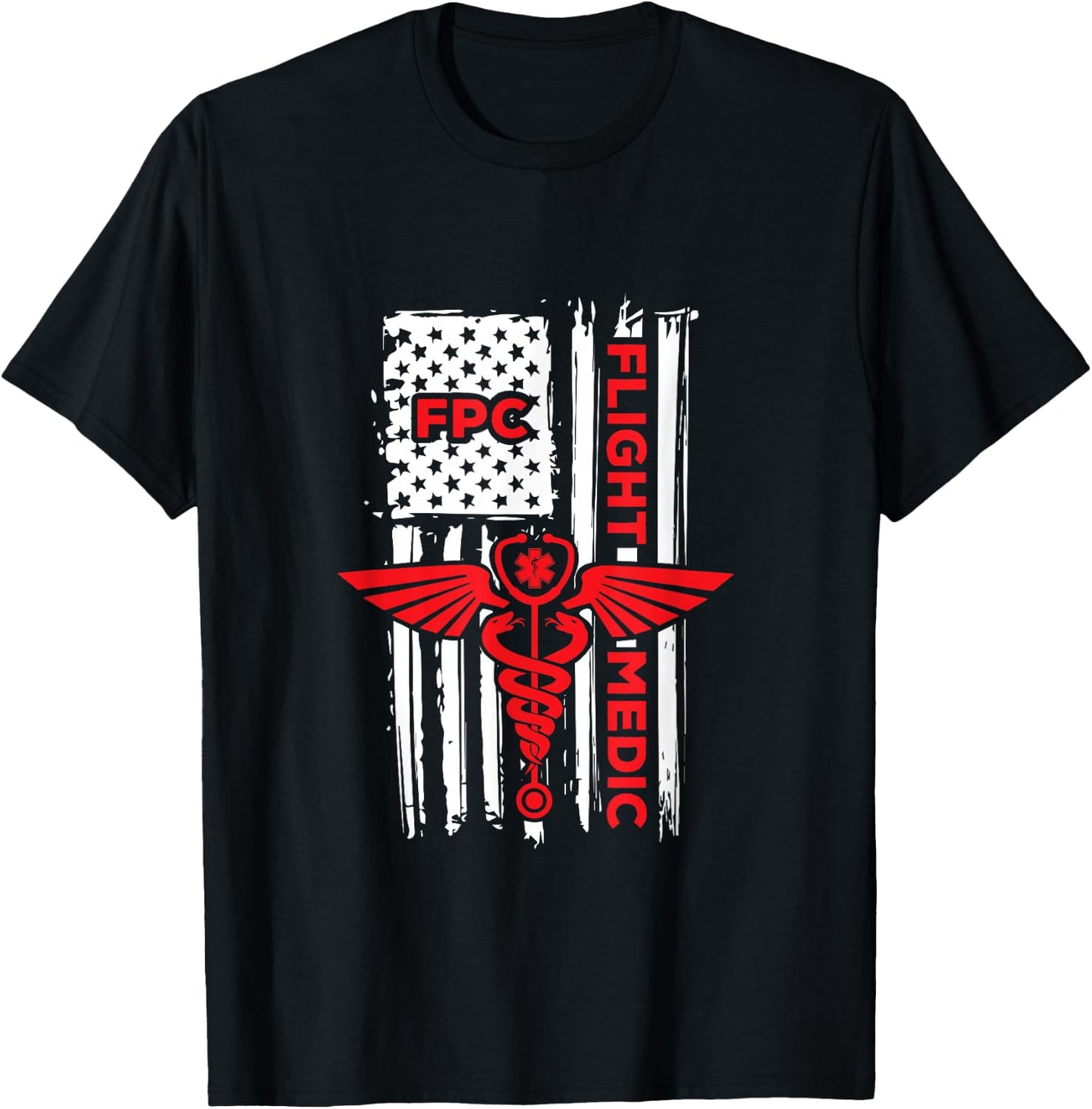 Flight Medic USA American Flag Air Flight Paramedic FP-C T-Shirt - T-Shirt | Black