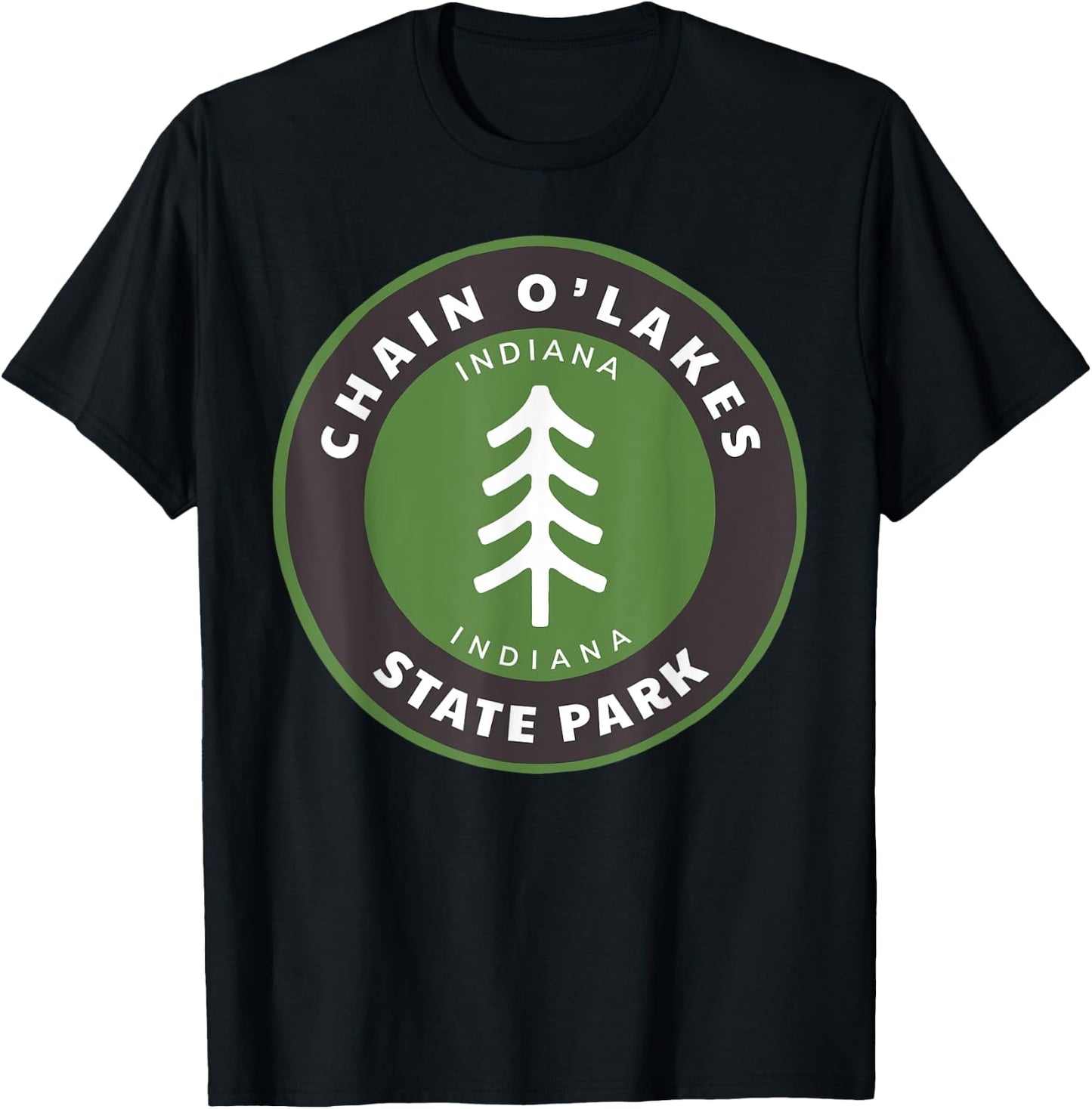 Chain O Lakes State Park Indiana Outdoors IN Forest Badge T-Shirt - T-Shirt | Black