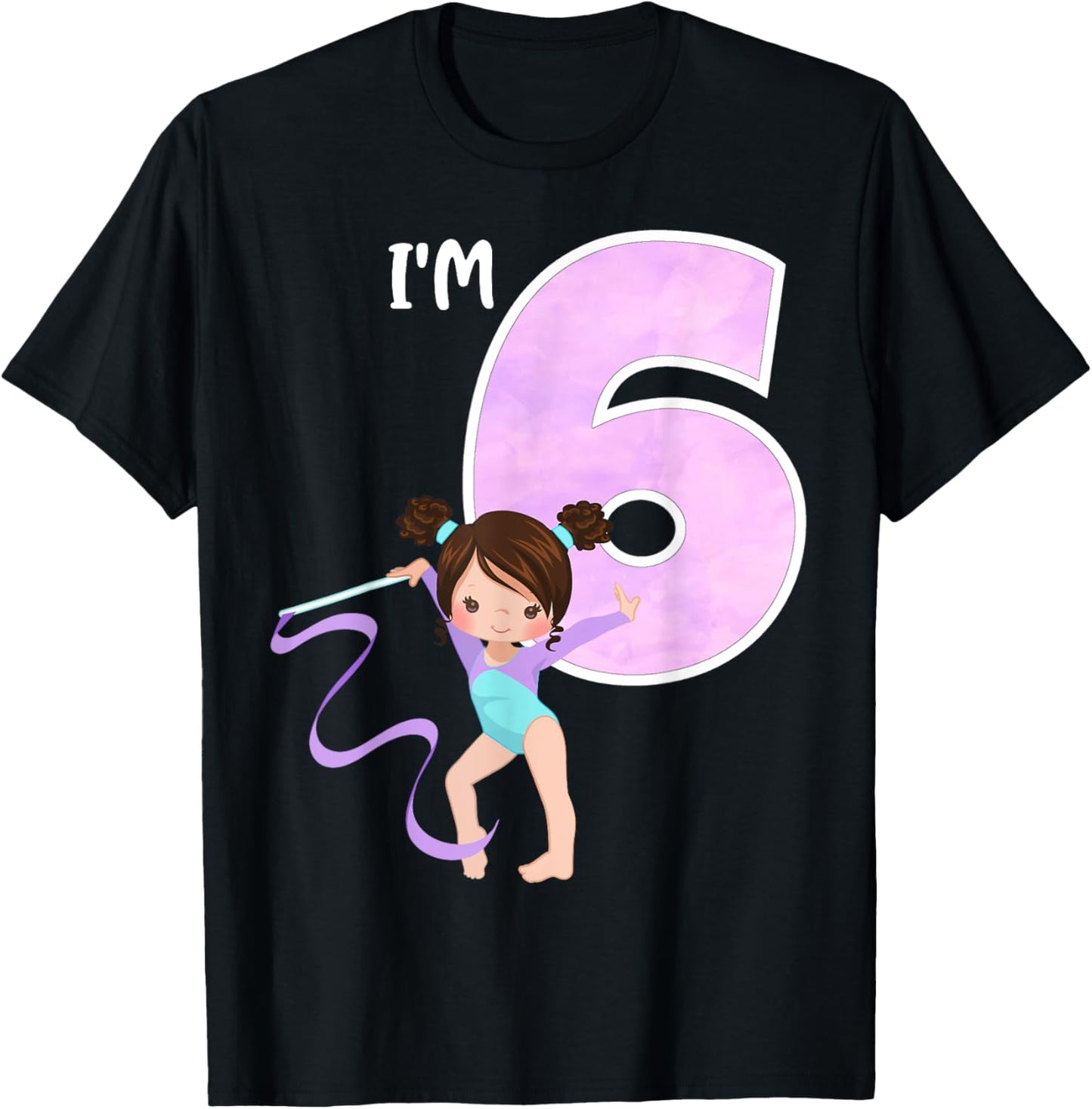 Girl's 6 Year Old Gymnast 6th Birthday Party Gymnastics T-Shirt - T-Shirt | Black