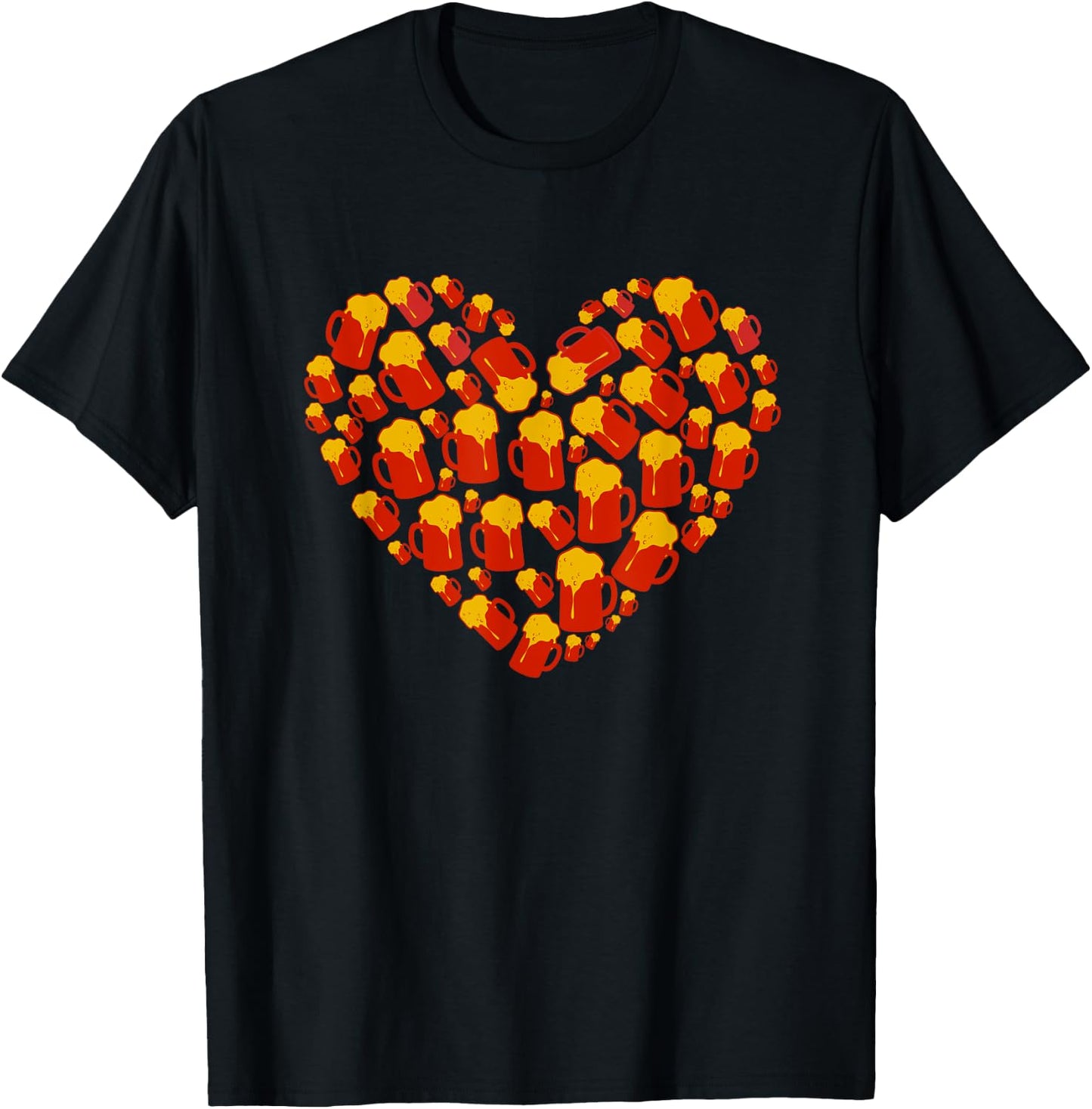 Beer Valentines Day Funny Heart Beer Valentines Day T-Shirt - T-Shirt | Black