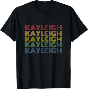Kayleigh Name Retro Rainbow Typography T-Shirt - T-Shirt | Black
