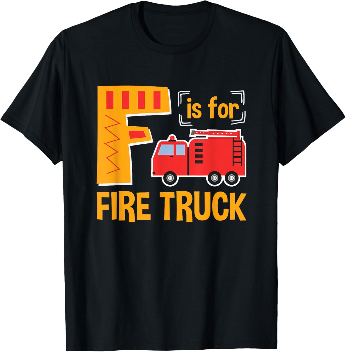 Alphabet Teacher Student F is for Fire Truck ABCs Teaching T-Shirt - T-Shirt | Black