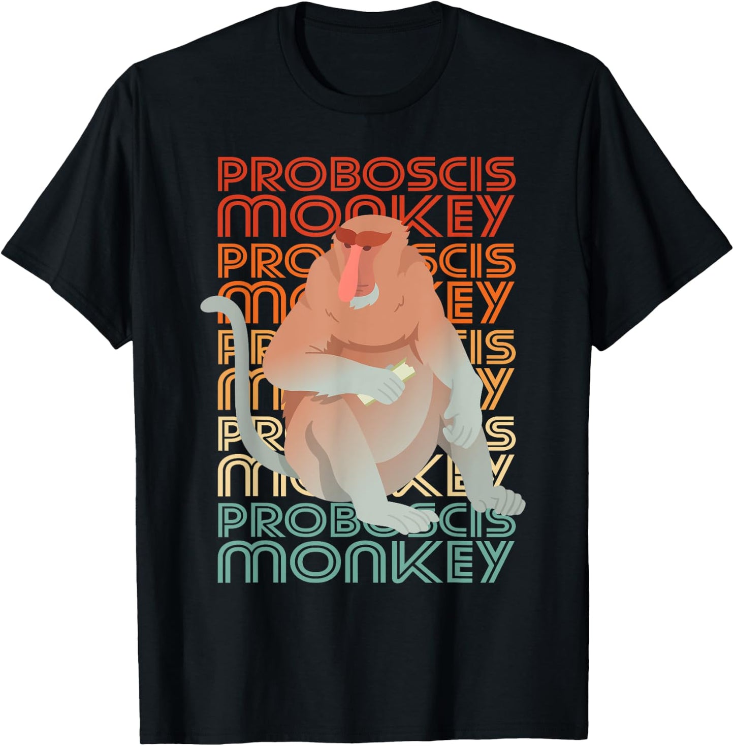 Proboscis Monkey Long Nosed T-Shirt - T-Shirt | Black