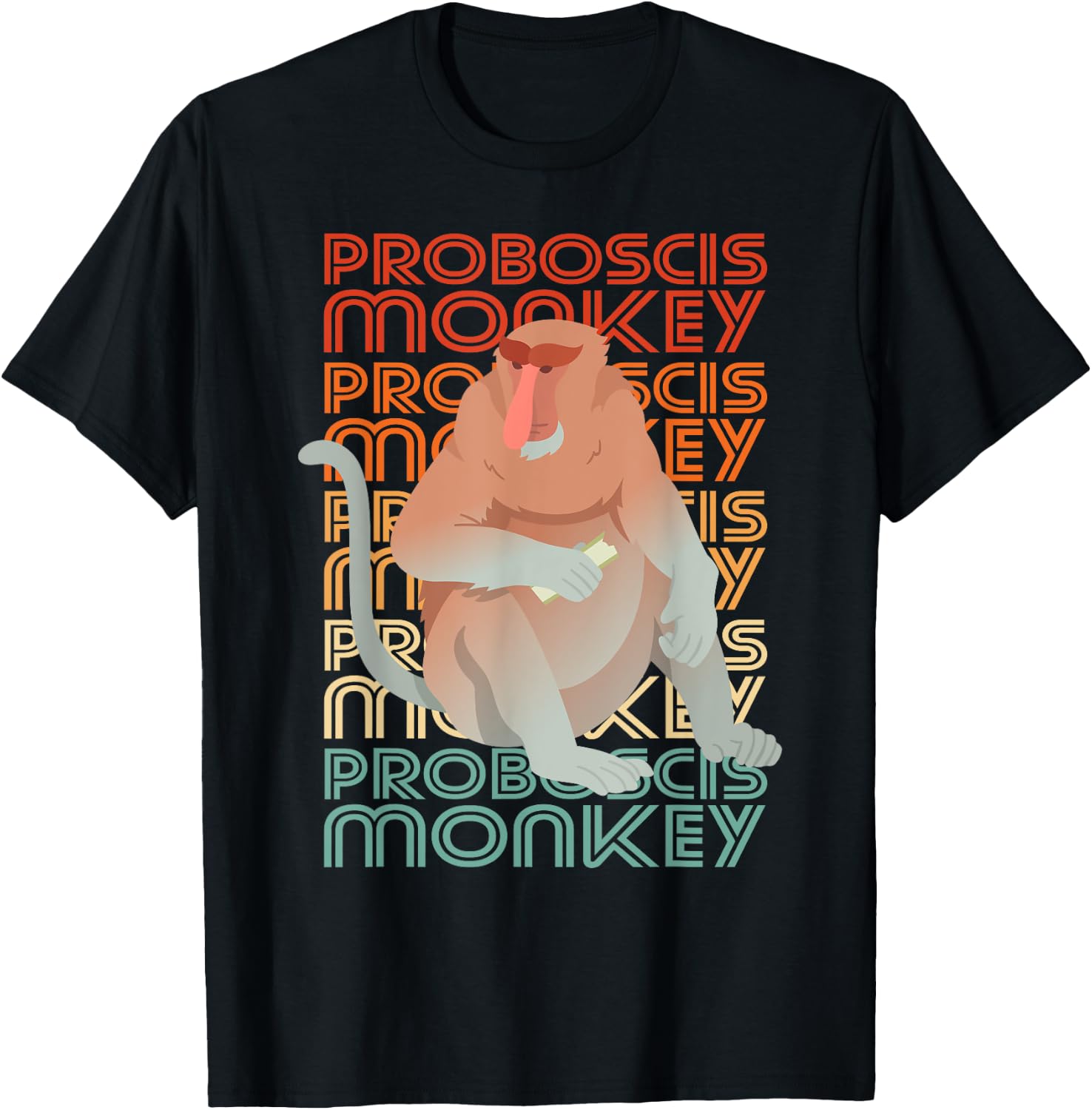 Proboscis Monkey Long Nosed T-Shirt - T-Shirt | Black