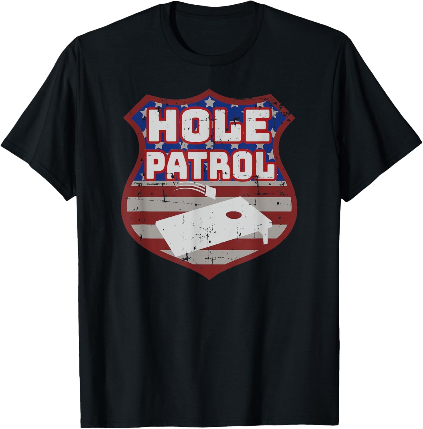 Cornhole Game Toss Men Women Team Beanbags Hole Patrol T-Shirt - T-Shirt | Black
