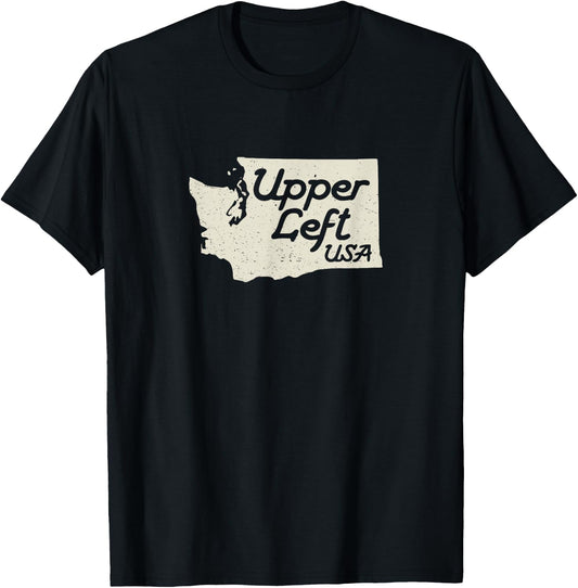 Upper Left USA T Shirt PNW Pacific Northwest T-Shirt - T-Shirt | Black