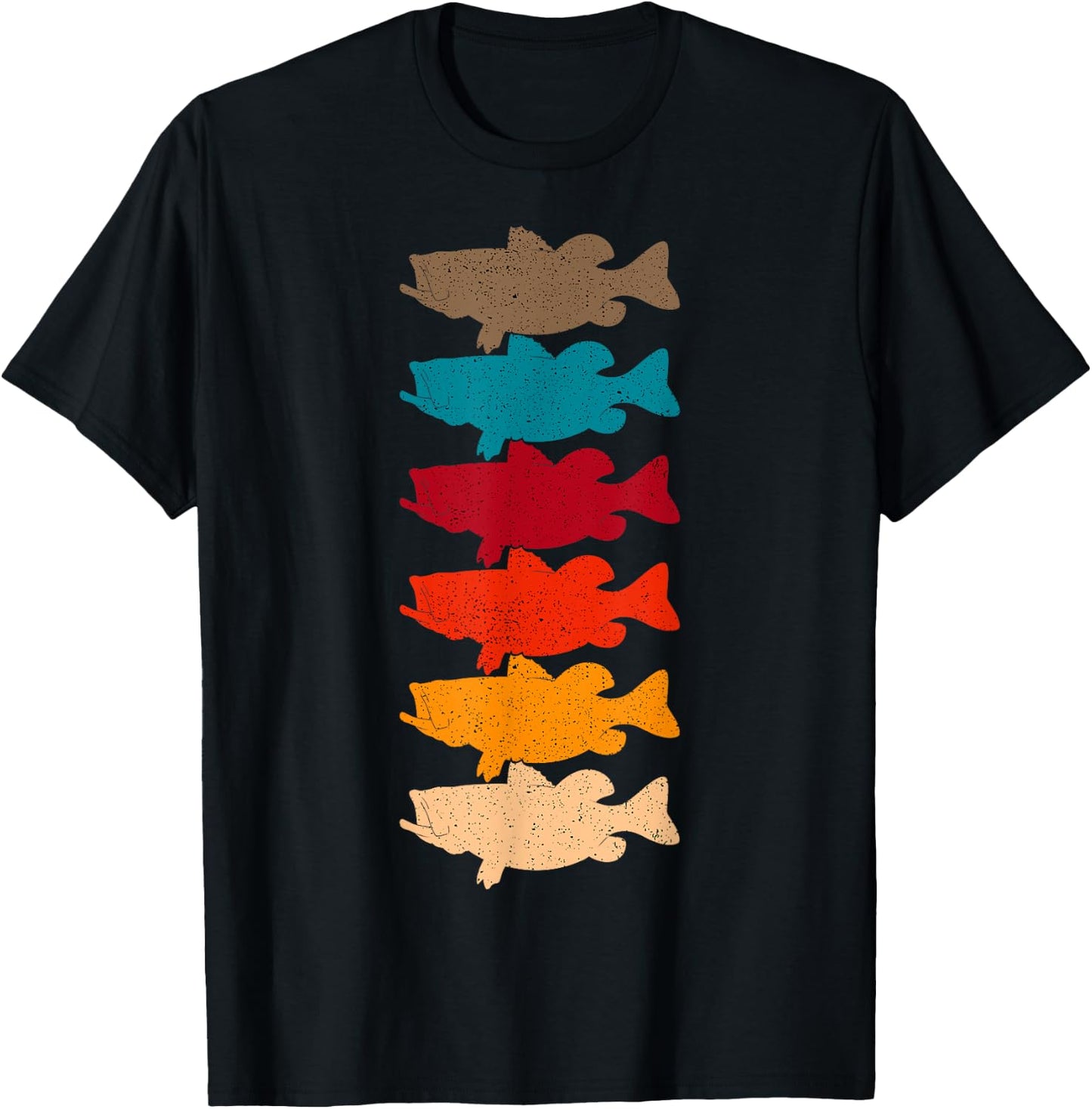Bass Fishing Retro Vintage Fish Forest Angling Fisherman T-Shirt - T-Shirt | Black