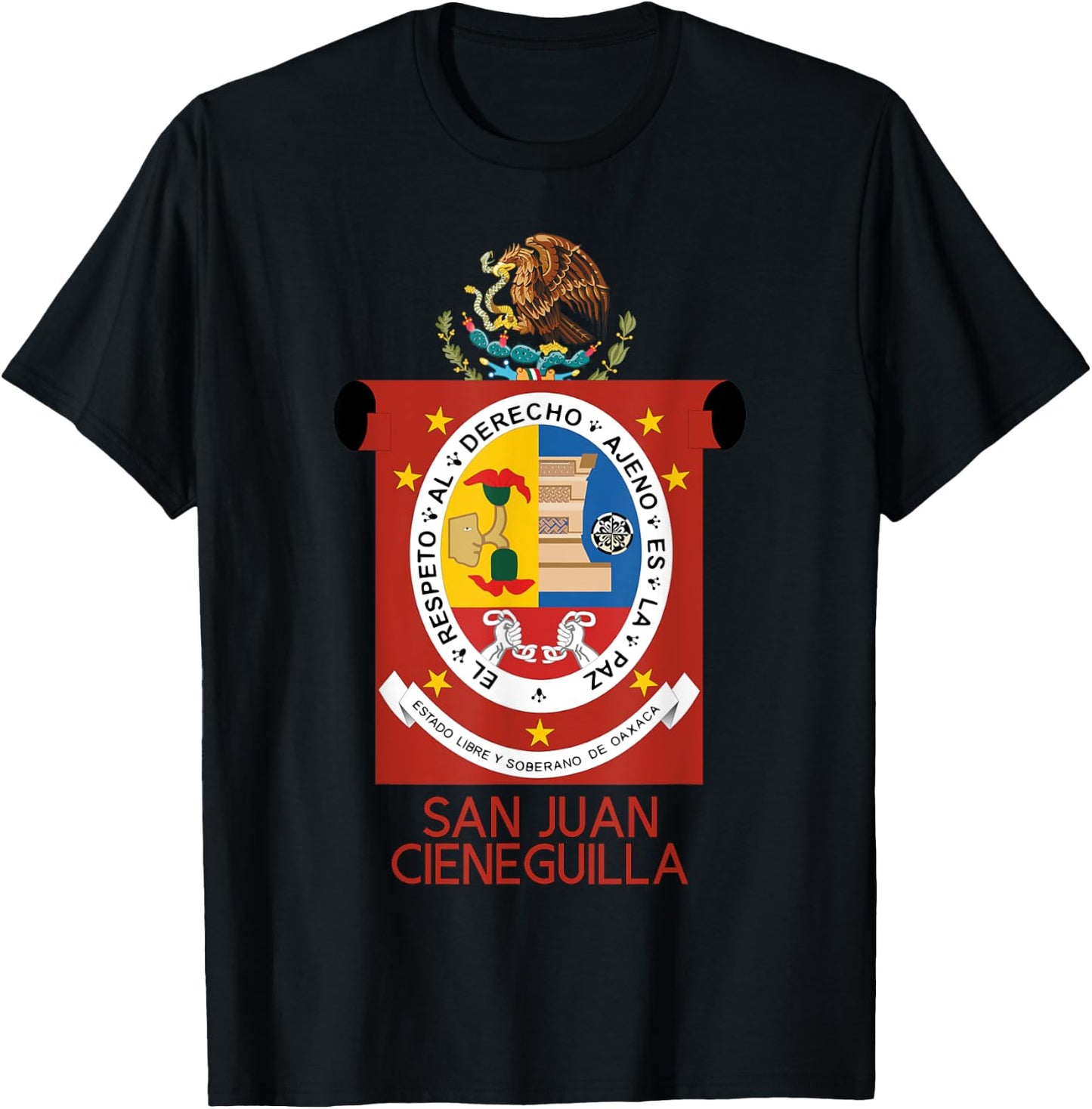 San Juan Cieneguilla Oaxaca Estado Mexico Escudo Eagle T-Shirt - T-Shirt | Black