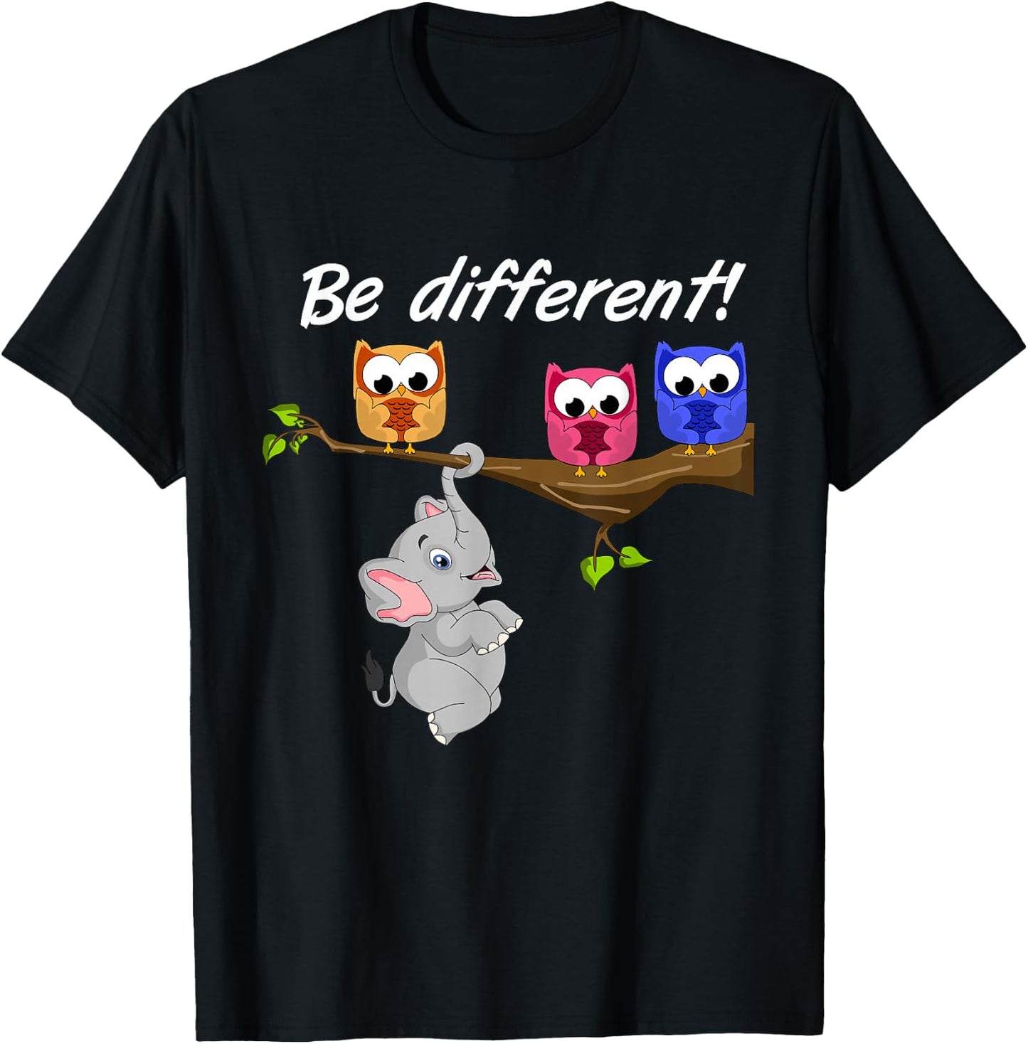 Be Different! - Women's Cute Fun Saying - Motto - Elephant T-Shirt - T-Shirt | Black