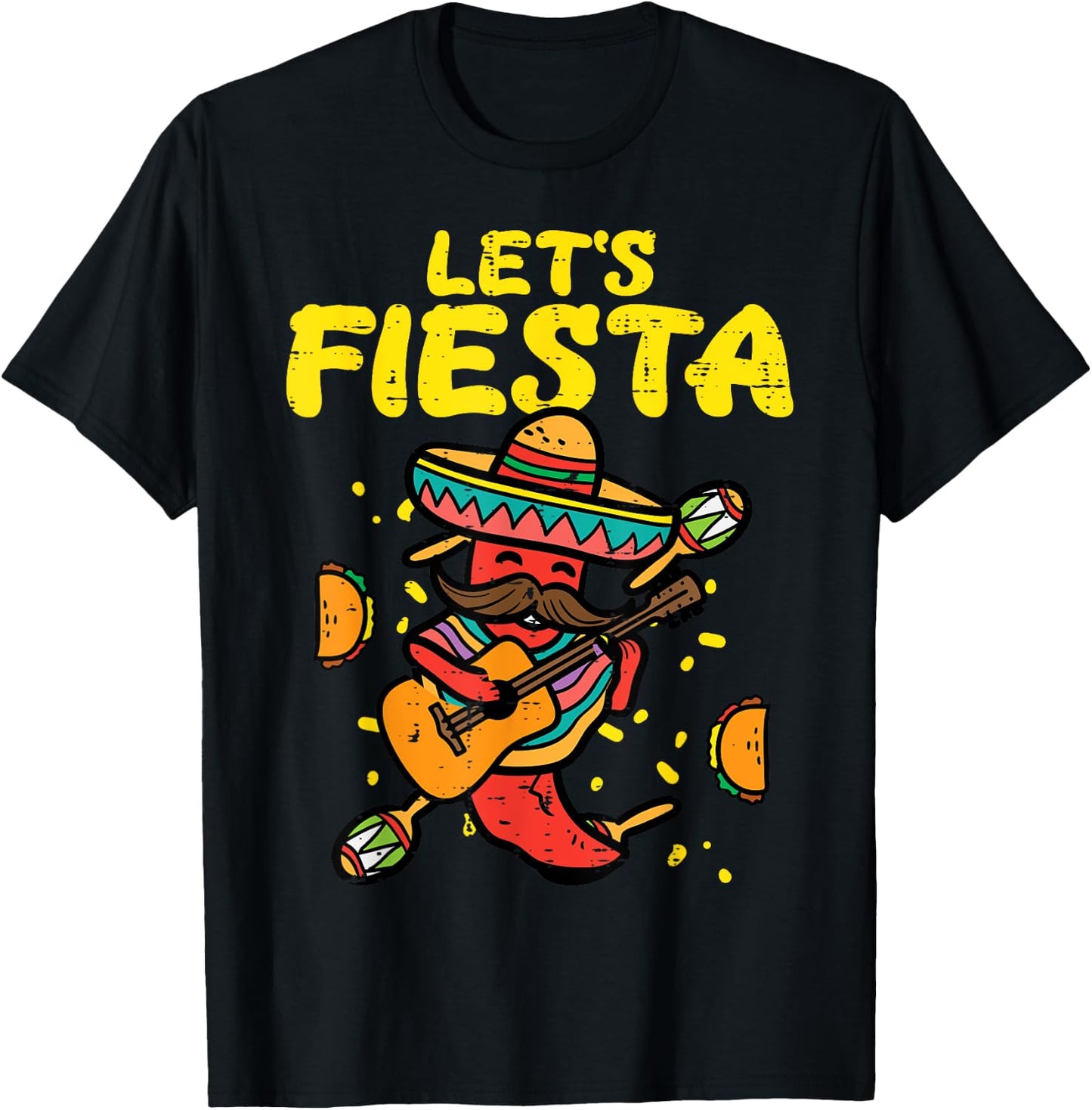 Let's Fiesta Jalapeno Funny Cinco De Mayo Mexican Party T-Shirt - T-Shirt | Black