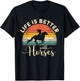 Girl Horse Riding Vintage Life Is Better With Horses T-Shirt - T-Shirt | Black