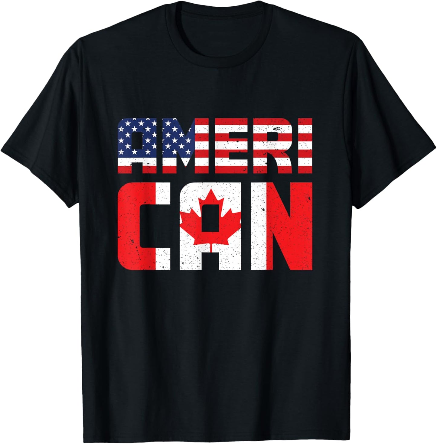 US Flag Canadian American Pride Canadian Flag Canada T-Shirt - T-Shirt | Black