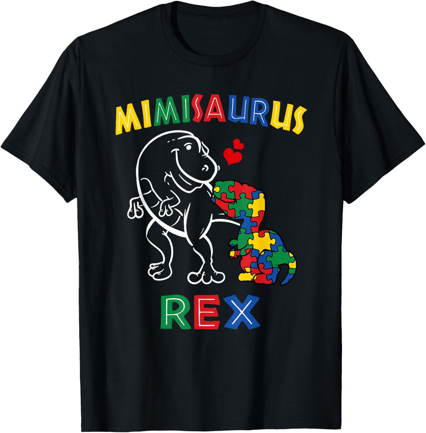 Mimisaurus Autism Awareness Mimi Dinosaur Grandmother Nana T-Shirt - T-Shirt | Black