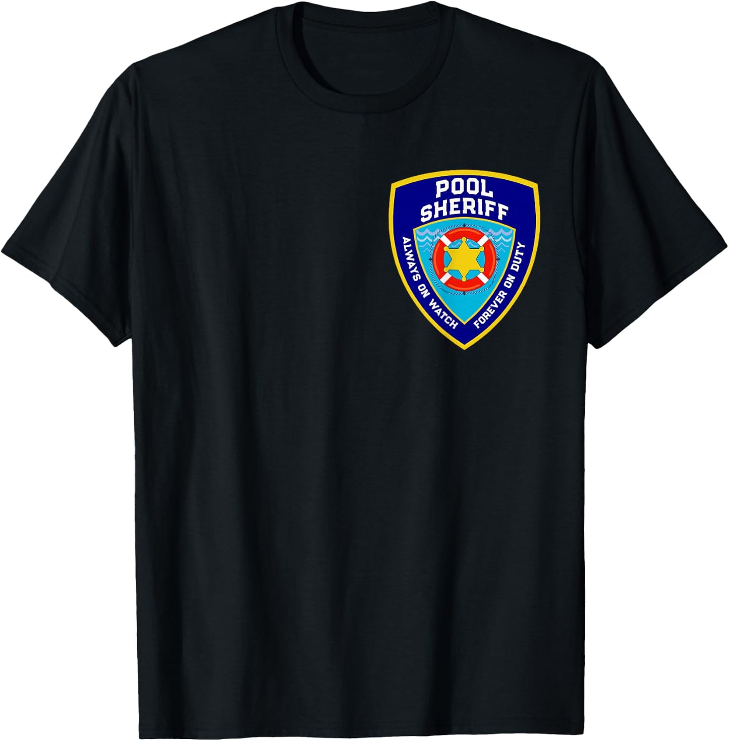 Funny POOL SHERIFF Swim Splash Repeat Off Duty Lifeguards T-Shirt - T-Shirt | Black