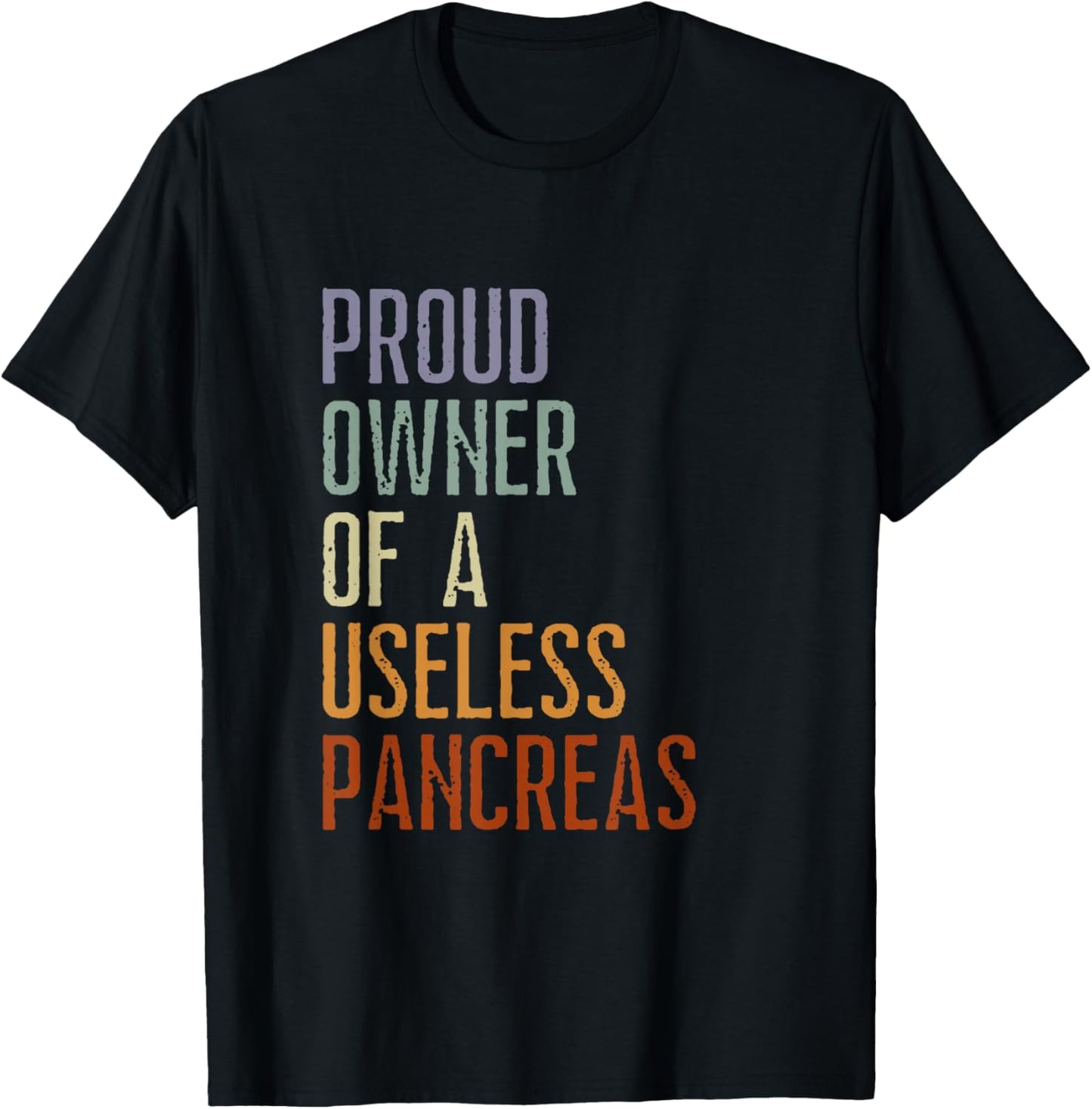 Proud Owner Of A Useless Pancreas Vintage Diabetic Gift T-Shirt - T-Shirt | Black