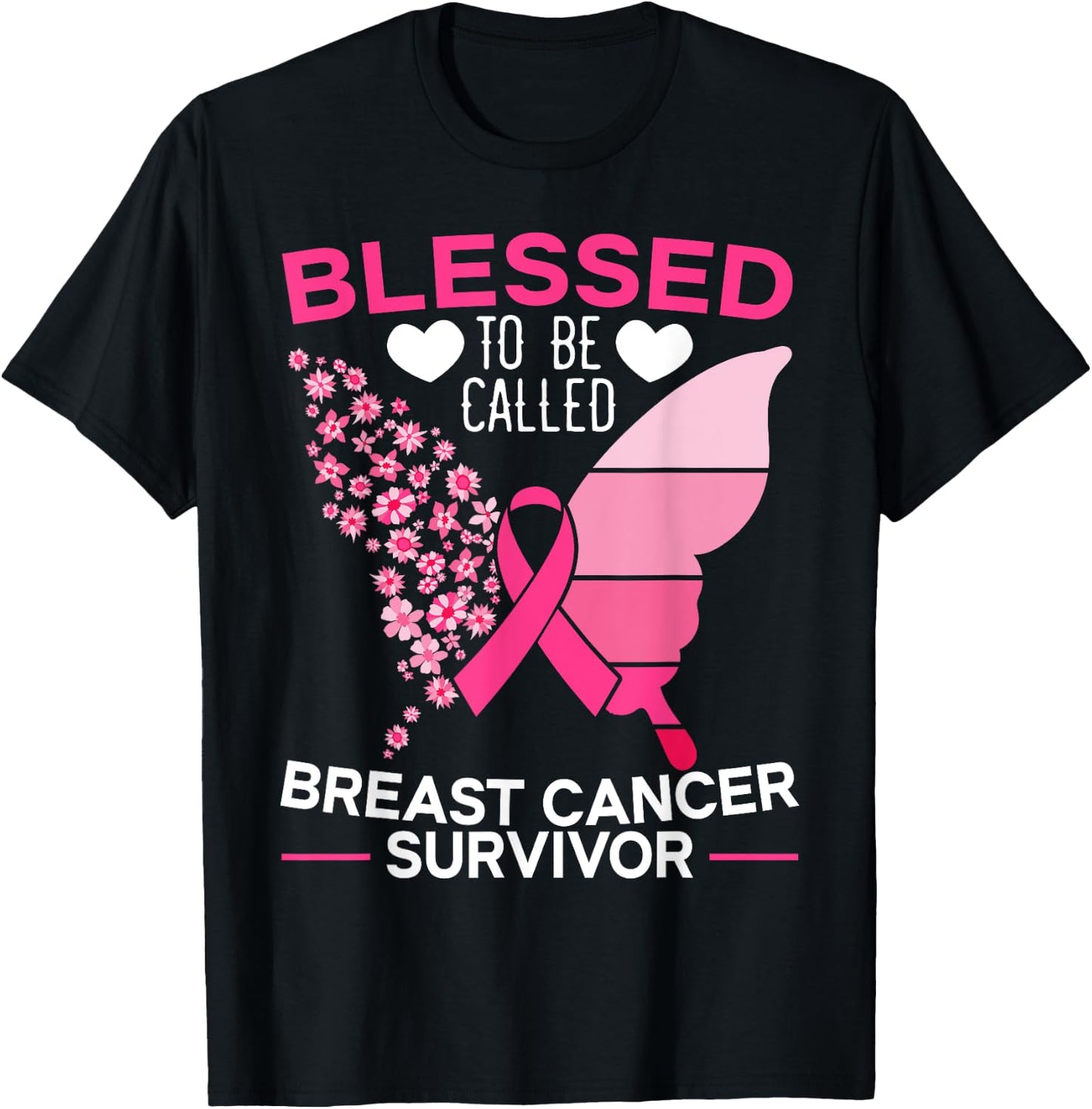 Blessed To Be Called Breast Cancer Survivor Chemotherapy T-Shirt - T-Shirt | Black