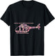 Floral Flower Silhouette Helicopter Pilot Girl Women T-Shirt - T-Shirt | Black