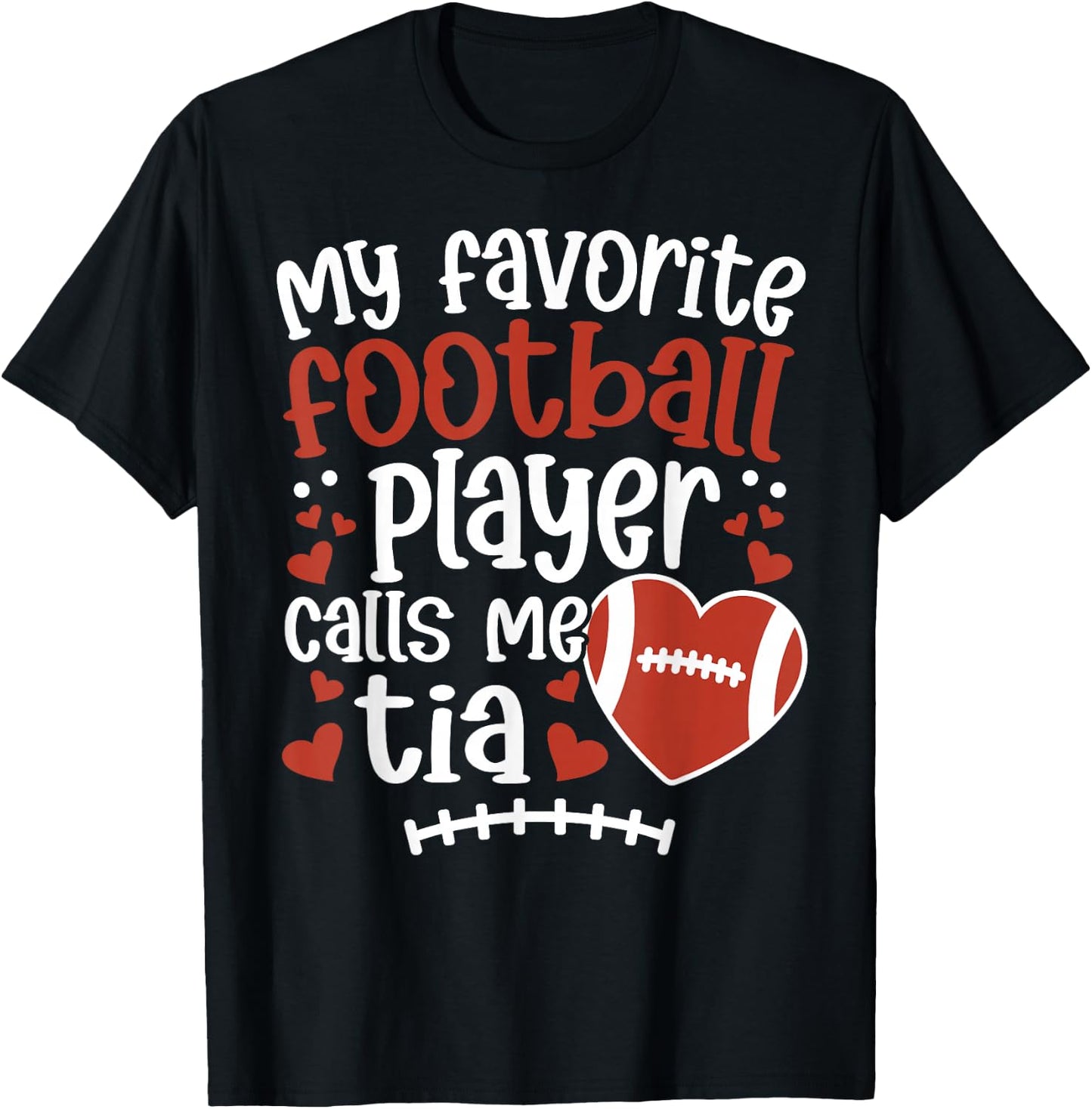 Proud Football Tia of A Football Player Tia Aunt T-Shirt - T-Shirt | Black