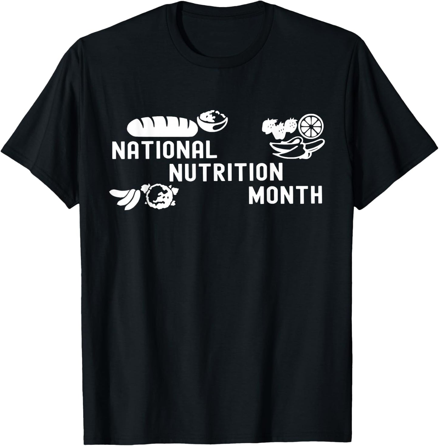 National Nutritional Month, Healthy Food Fruits, Vegetables T-Shirt - T-Shirt | Black