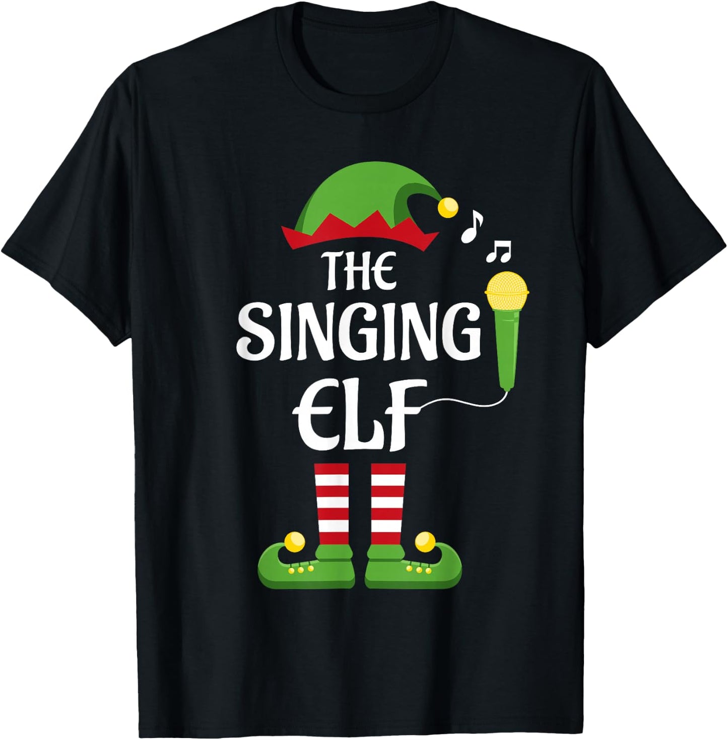 Singing Elf Family Matching Group Christmas Singer T-Shirt - T-Shirt | Black