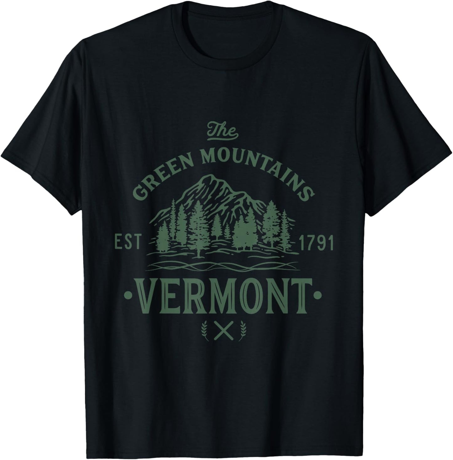 Green Mountains Vermont Vacation T-Shirt - T-Shirt | Black