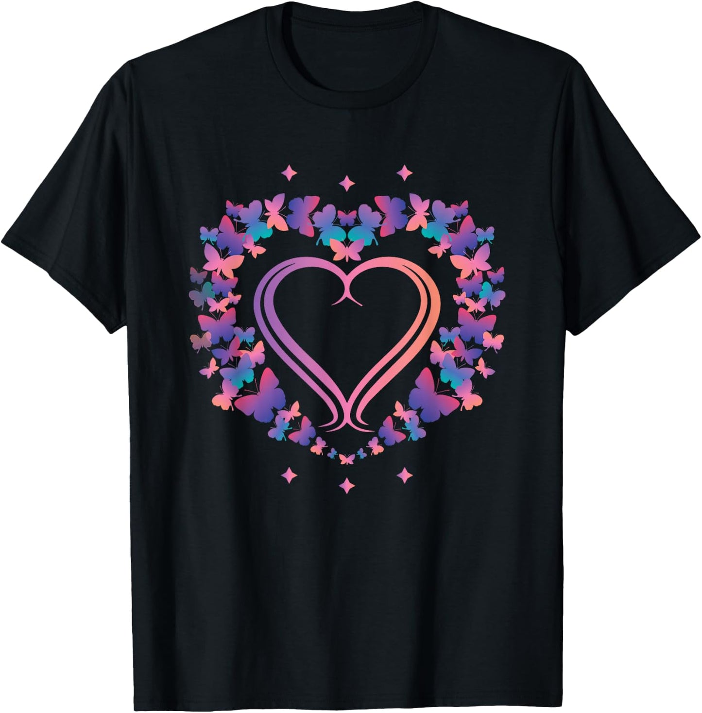Heart Shaped Butterfly T-Shirt - T-Shirt | Black