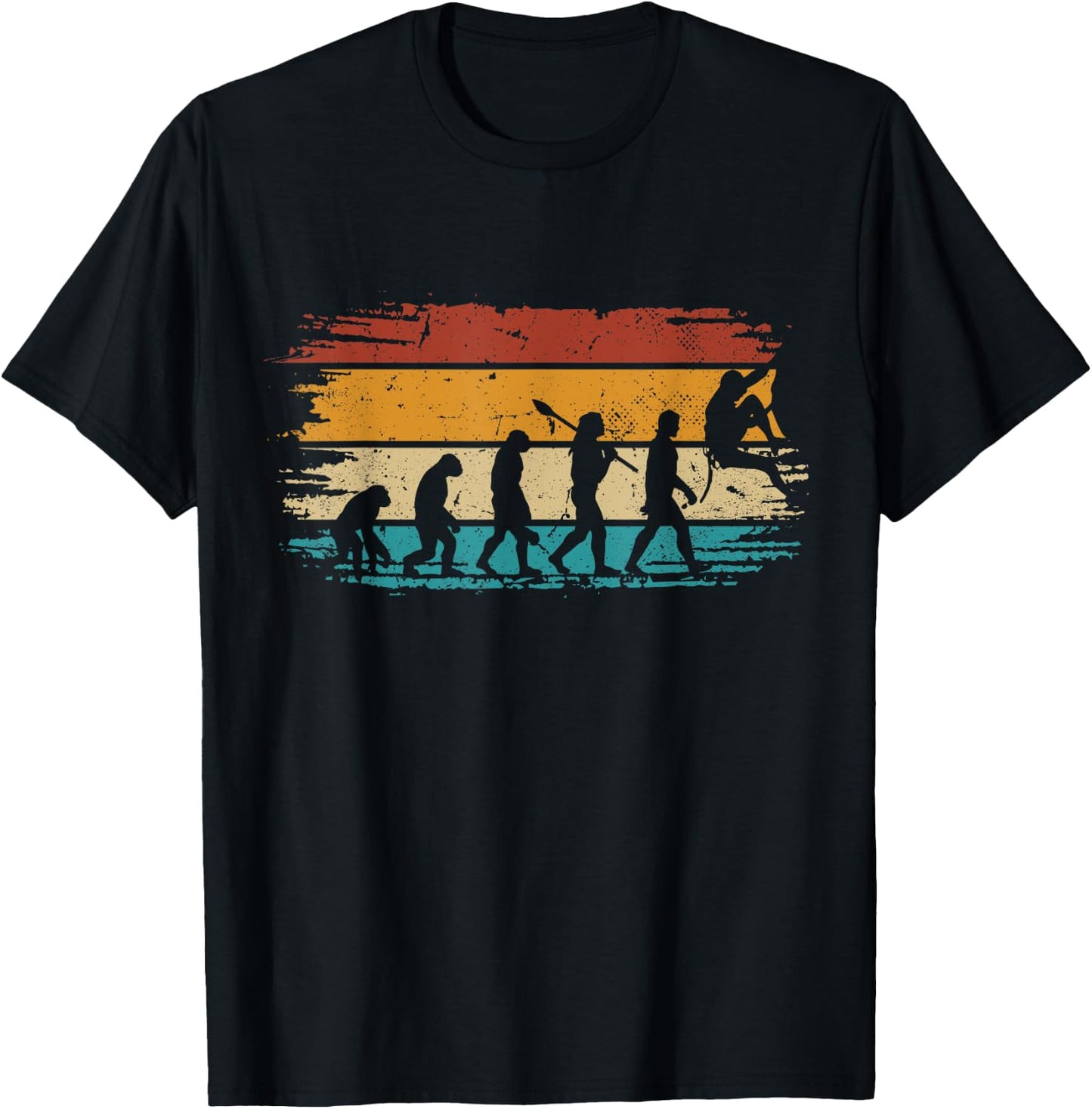 Bouldering Evolution Retro Mountain Climbing Evolution T-Shirt - T-Shirt | Black