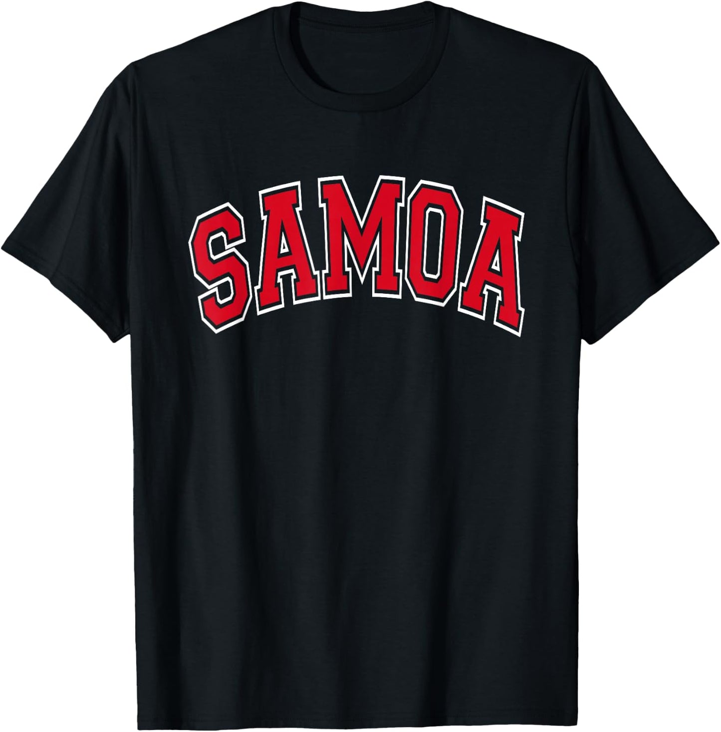 Samoa Arched Red Text T-Shirt - T-Shirt | Black