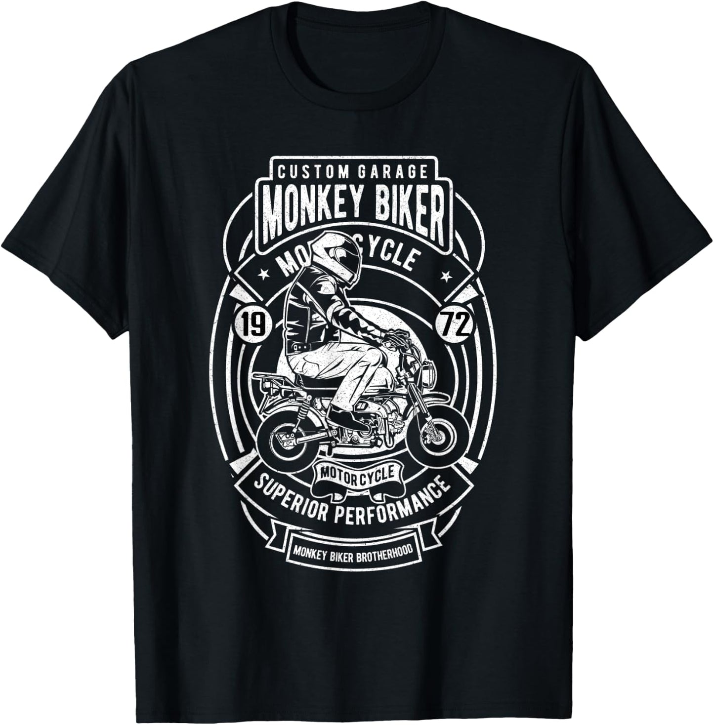 Custom Garage Monkey Biker T-Shirt - T-Shirt | Black