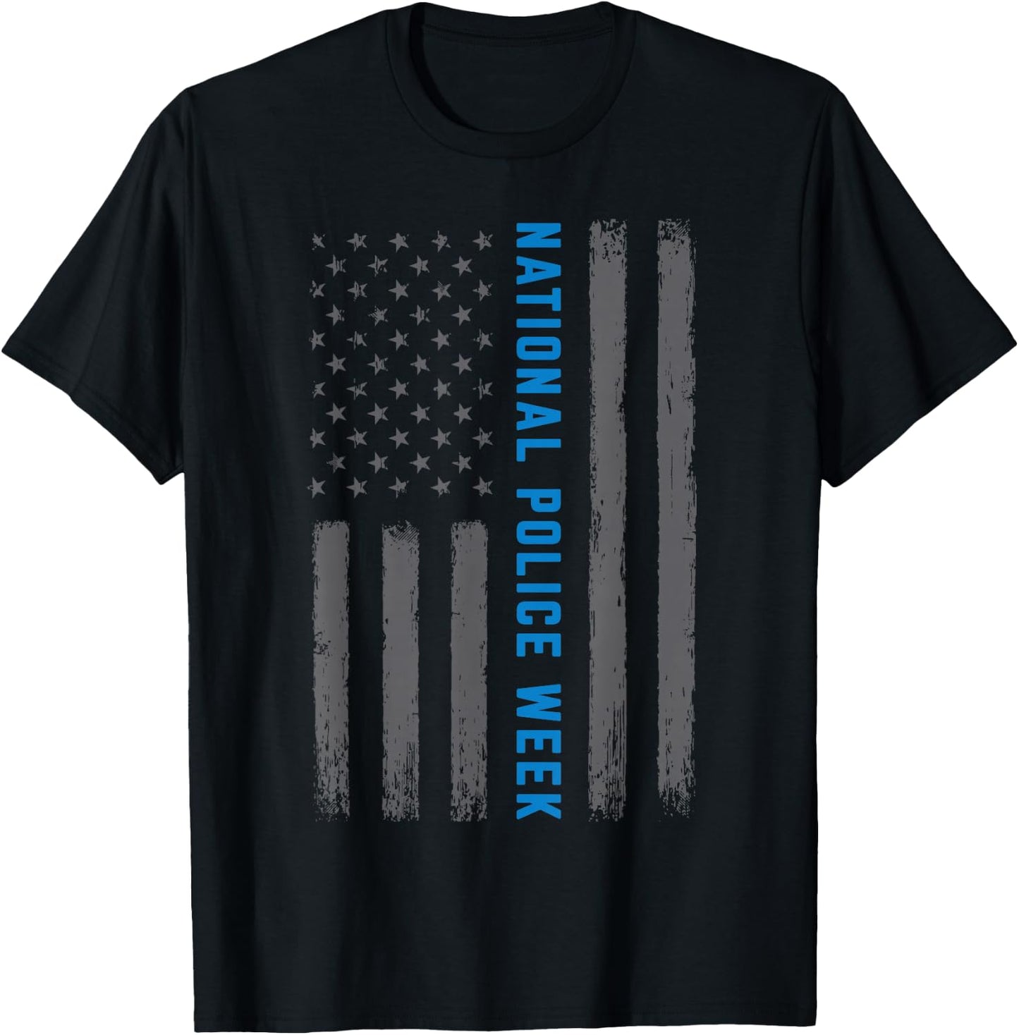 National Police Week 2024 Vintage Police Flag Proud Police T-Shirt - T-Shirt | Black