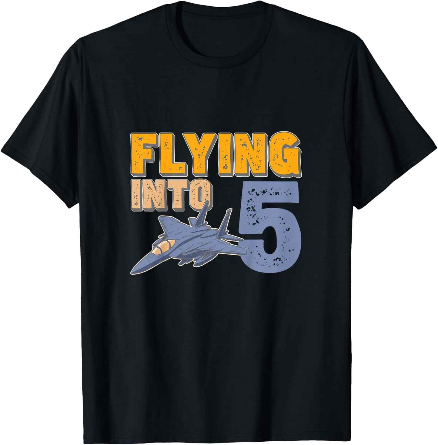 Flying Into 5 Fighter Jet 5 Year Old 5th Birthday T-Shirt - T-Shirt | Black