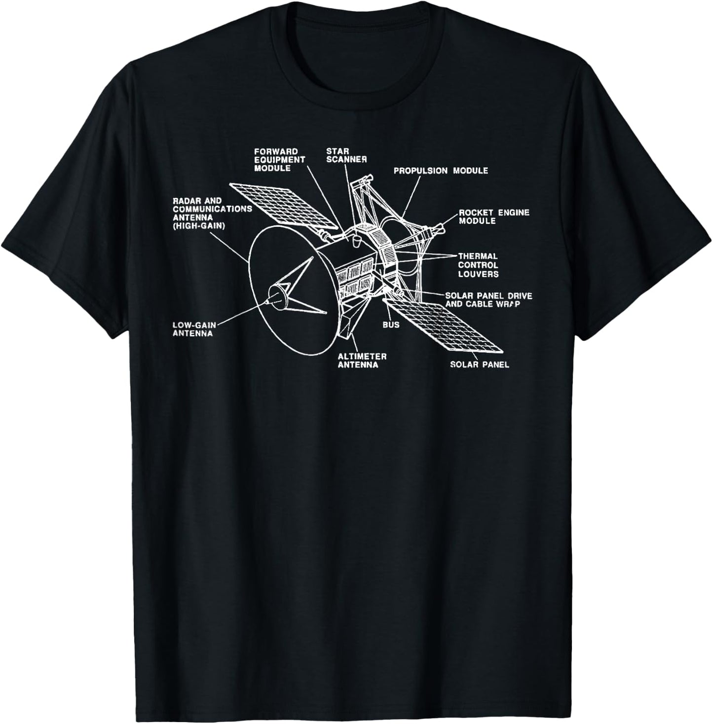 Space Satellite Vintage Retro Diagram Chart Blueprint Gift T-Shirt - T-Shirt | Black