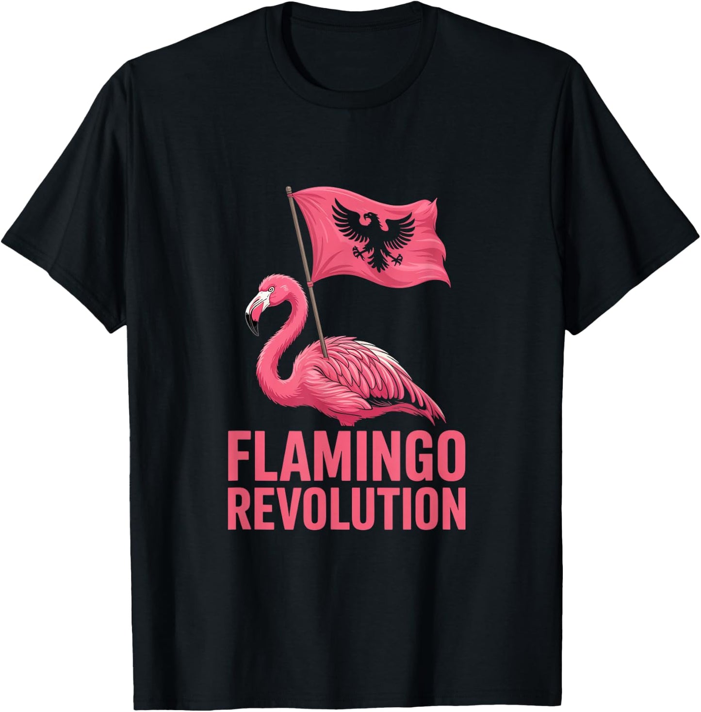 Albania Flag Pink Flamingo Albania is not for Sale T-Shirt - T-Shirt | Black