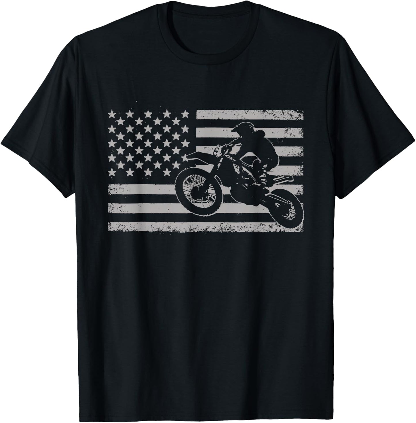 Dirt Bike Rider American Flag Motocross Enduro Men T-Shirt - T-Shirt | Black