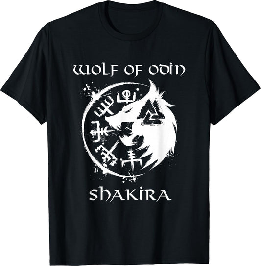 Wolf of Odin Shakira - Personalised T-Shirt - T-Shirt | Black