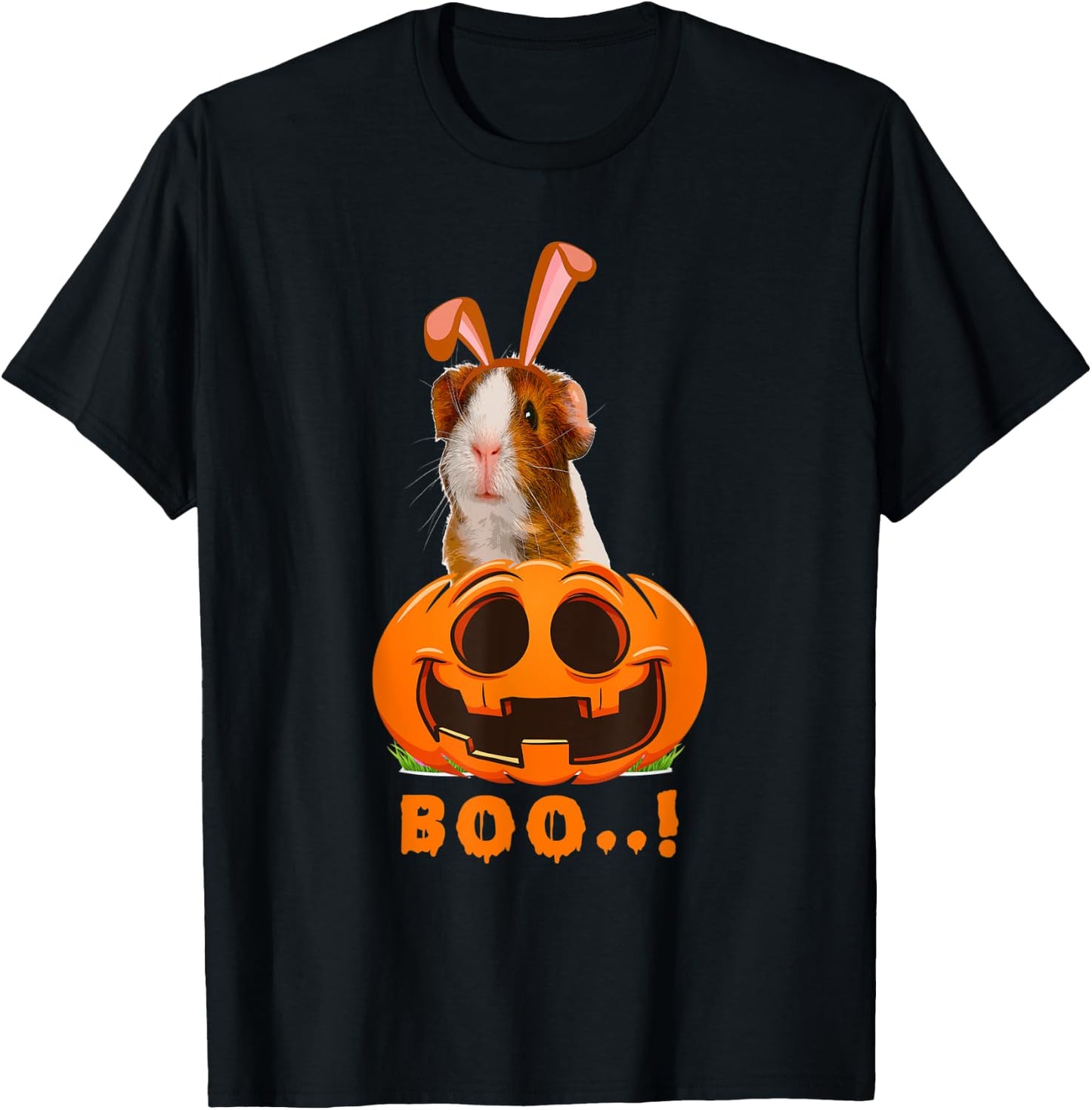 Cute Monster Guinea Pig Lovers Boo Halloween Pumpkin Costume T-Shirt - T-Shirt | Black