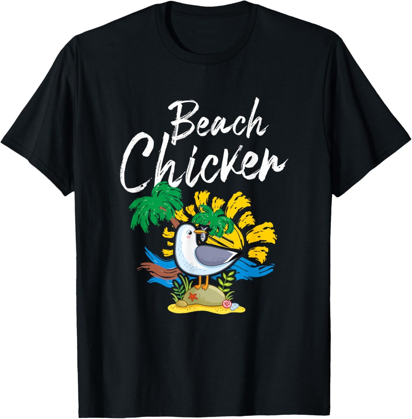 Seagull Beach Chicken Funny Animal Lover Men Women Kids T-Shirt - T-Shirt | Black