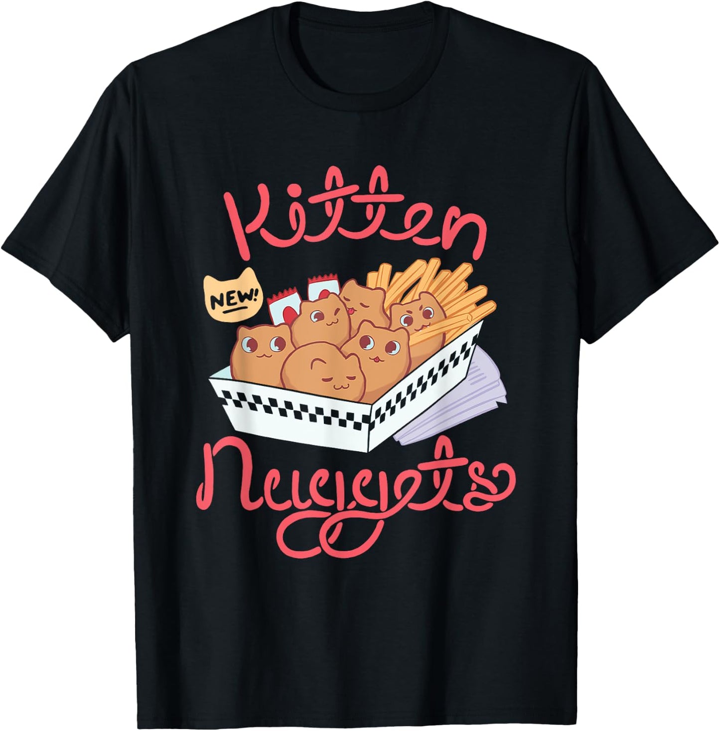 Kitten Nuggets Nugget Kitten Chicken Nugget Lover Gift T-Shirt - T-Shirt | Black