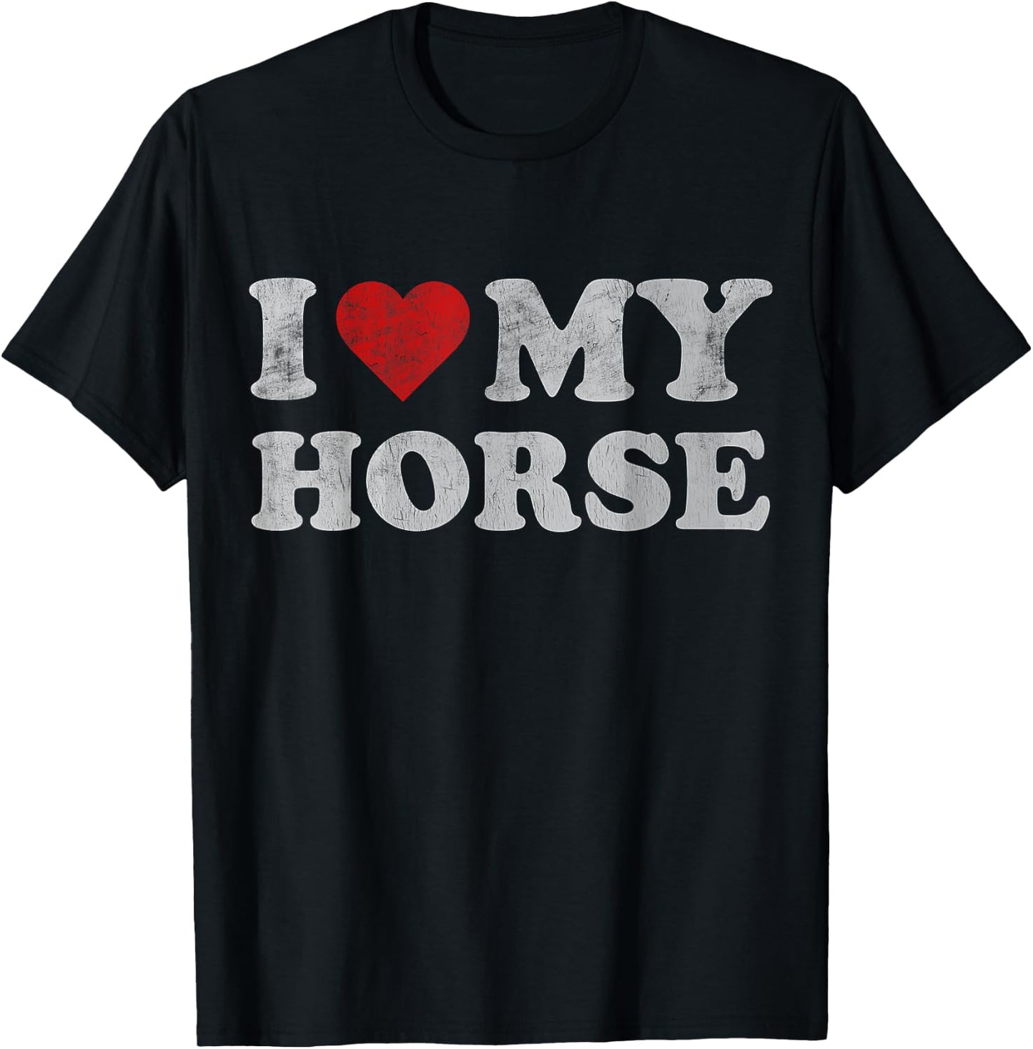 Vintage I Heart My Horse I love my Horses Cute Pet Owner T-Shirt - T-Shirt | Black