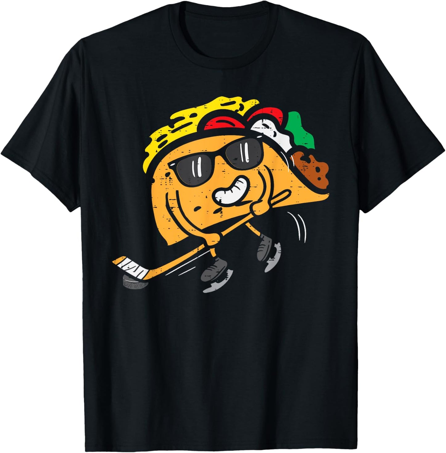 Taco Ice Hockey Cinco De Mayo Mexican Fiesta Boys Men Kids T-Shirt - T-Shirt | Black