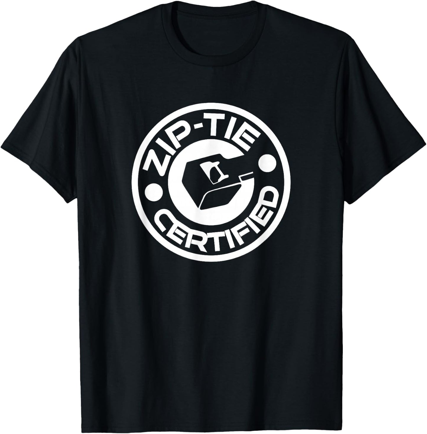 Funny Mechanic Novelty Merch Zip Tie Certified ZipTie Technician Fix It Man Jimmy Rigging Black Cotton 90% Polyester 10% Men's Small Classic Fit Round Collar Short Sleeve T-Shirt - T-Shirt | Black