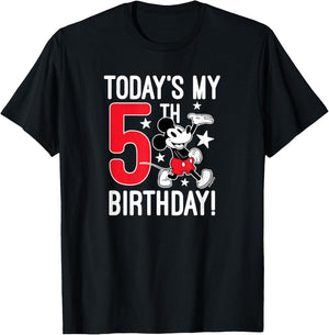 Classic Mickey - Today's My 5th Birthday T-Shirt - T-Shirt | Black