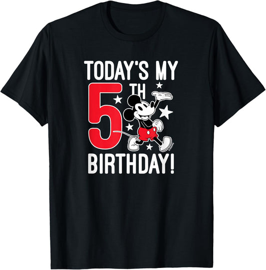 Classic Mickey - Today's My 5th Birthday T-Shirt - T-Shirt | Black