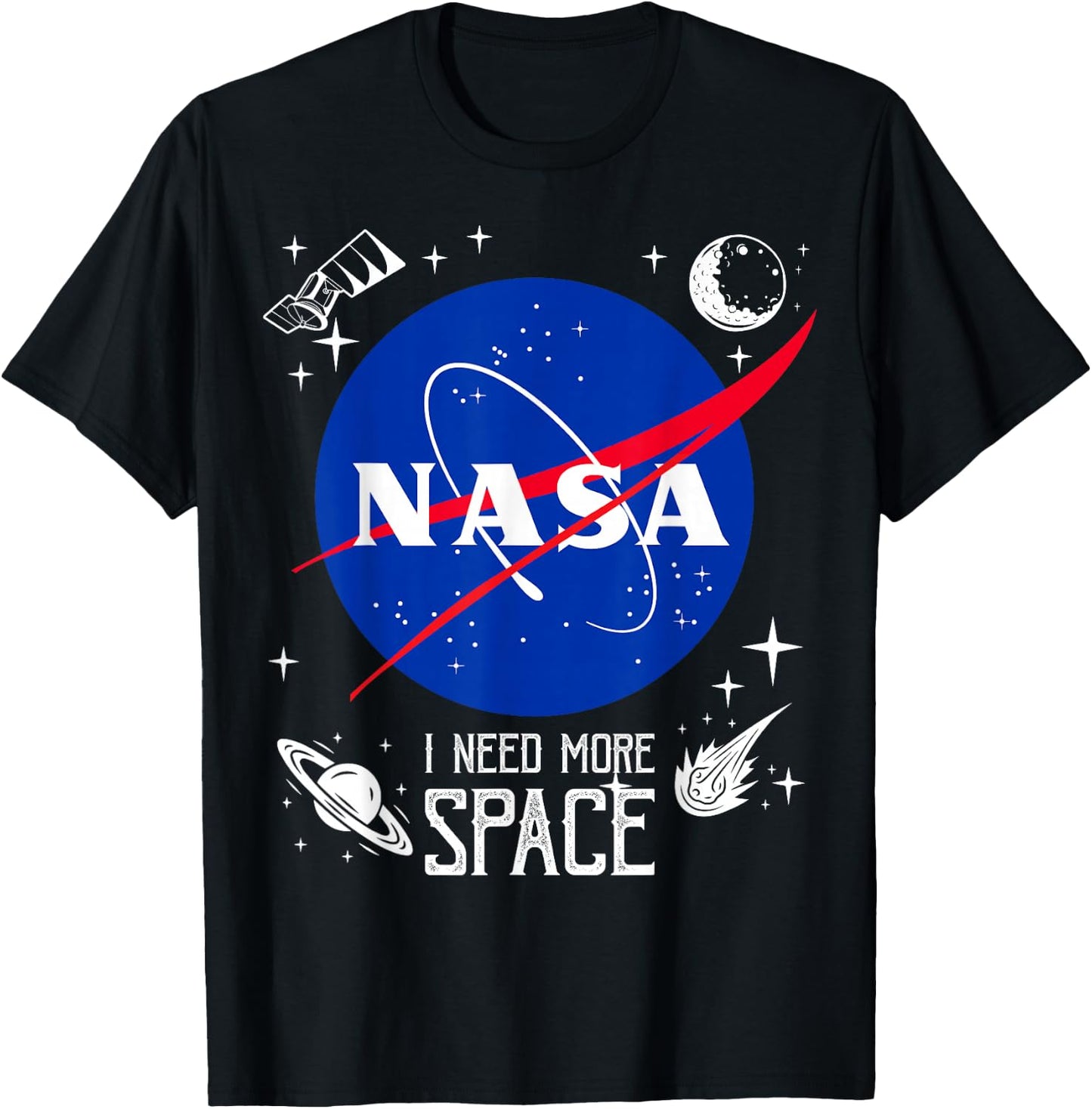 NASA Meatball Logo Classic I Need More Space T-Shirt - T-Shirt | Black
