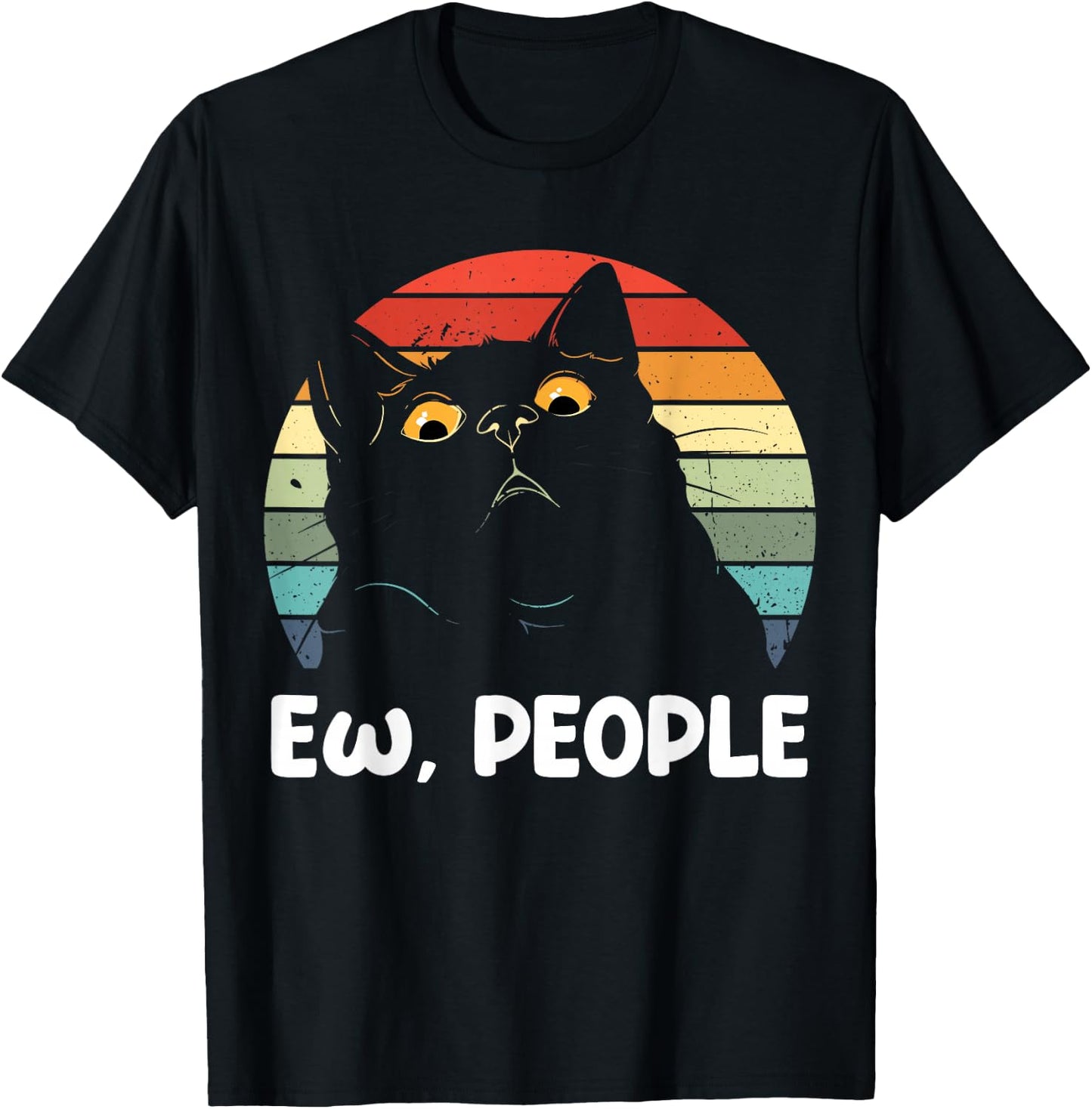 Ew people funny Black Cat lover men fun cat saying T-Shirt - T-Shirt | Black