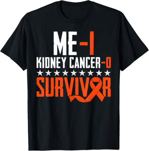 Me 1 Kidney Cancer 0 Orange Ribbon Survivor Warrior Fighter T-Shirt - T-Shirt | Black