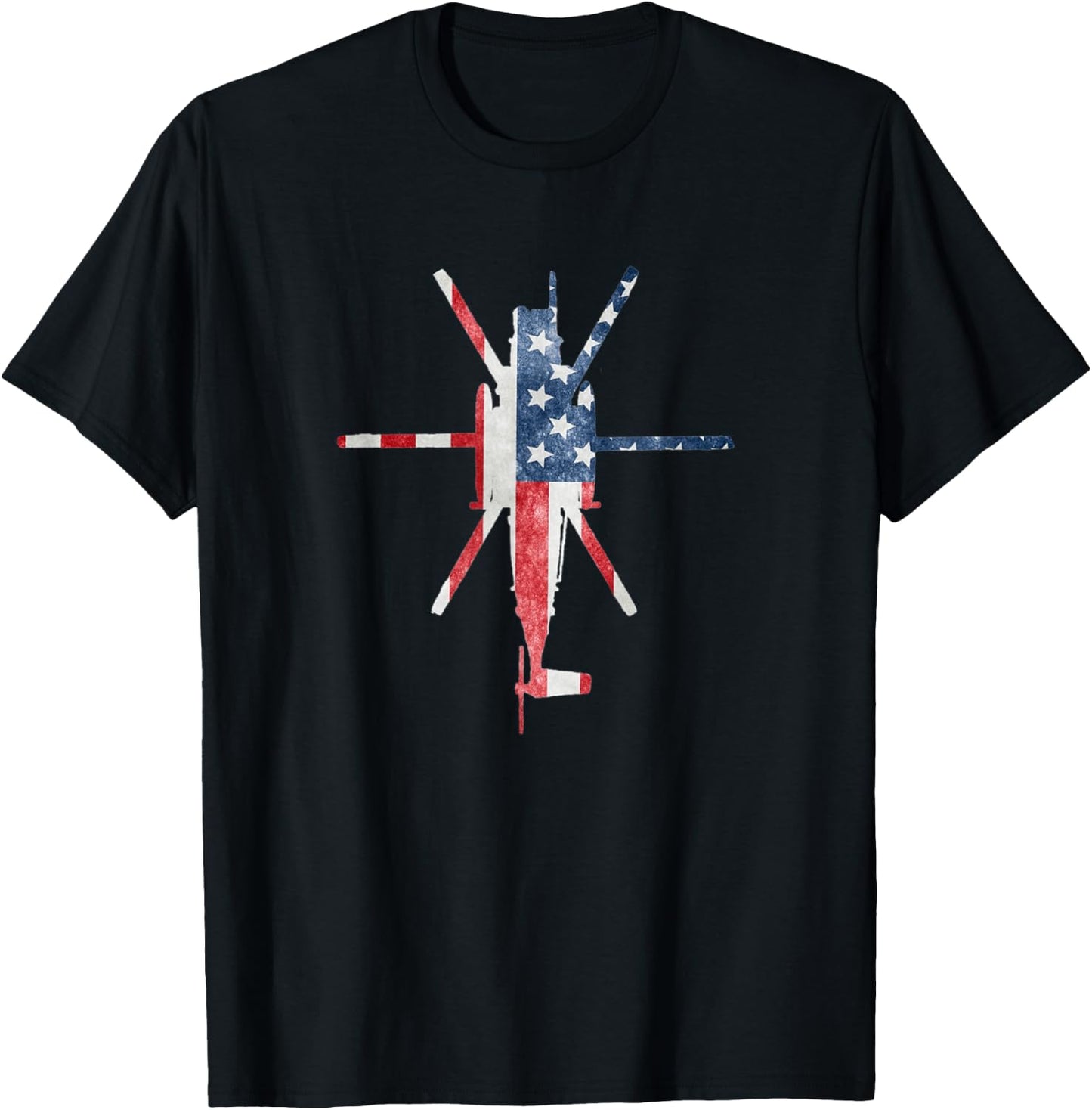 CH-53 Sea Stallion Chopper American Flag Military T-Shirt - T-Shirt | Black