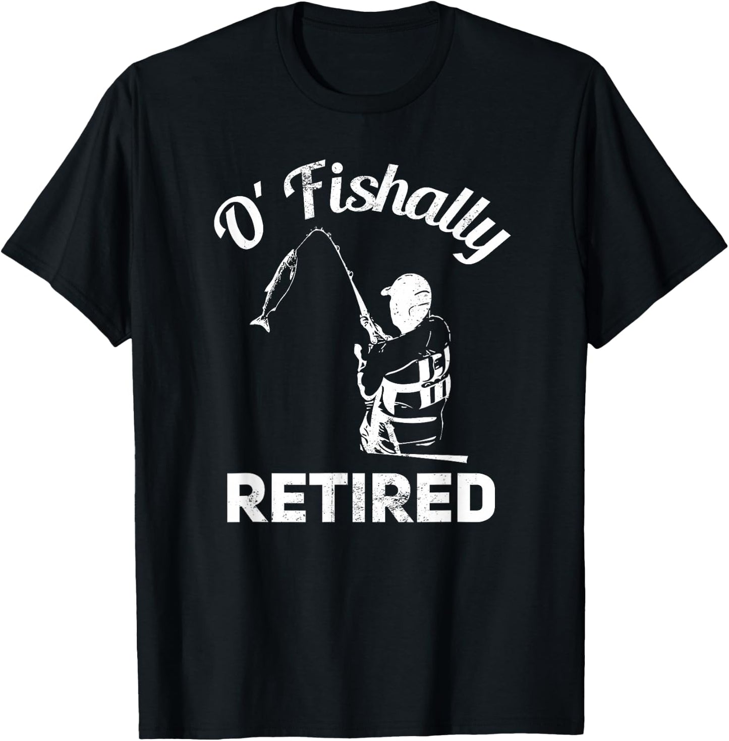 Ofishally Retired Fishing Retro Retirement T-Shirt - T-Shirt | Black