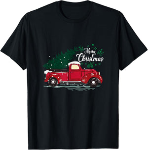 Vintage Red Truck Christmas Tree T-Shirt - T-Shirt | Black