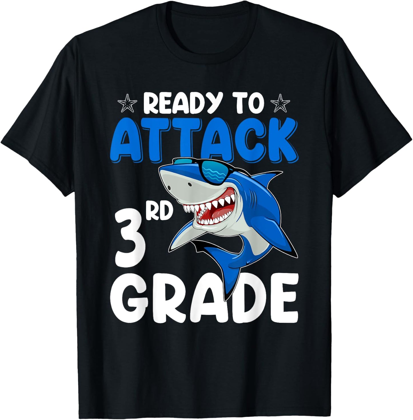 Ready To Attack 3rd Grade Shark Third Grade Teacher Student T-Shirt - T-Shirt | Black